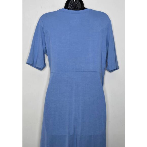 Betabrand Dress Size Large Blue Jersey Knit Twisted Knot Draped Sheath - Picture 6 of 8